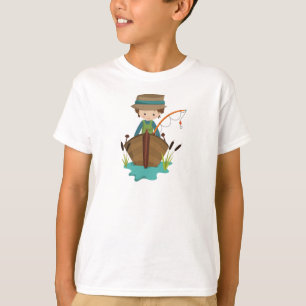 Camiseta Garoto, Pescador, Arco de Pesca, Cabelo Castanho