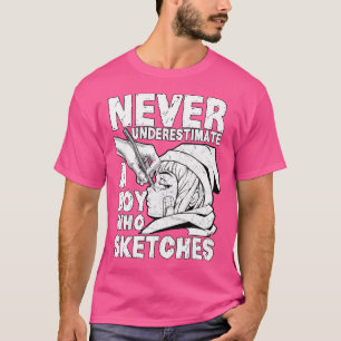 Camiseta Garoto Que Desenha O Desenho De Otaku De Animação
