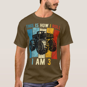 Camiseta Garotos aniversário de 3 anos Monster Truck 3 Anos