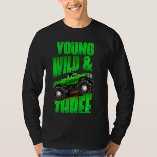 Camiseta Garotos aniversário de 3 anos Monstro Regra de Cam