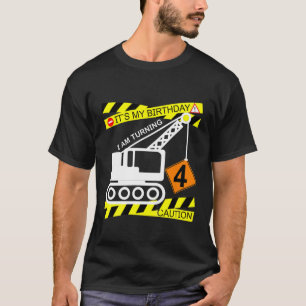Camiseta Garotos Construindo Caminhão 4º Aniversário Presen