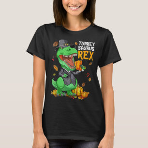 Camiseta Garotos De Ação De Graças Homens Rex Dinossaur Com
