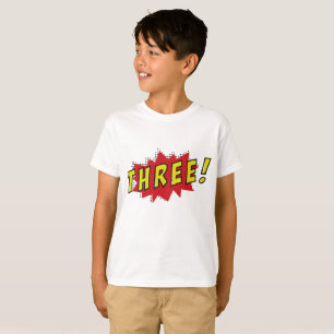 Camiseta Garotos de aniversário de três anos do Super Her