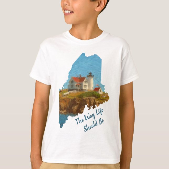 Camiseta Garotos De Farol De Maine Bonito Dizendo Filhos De (Frente)