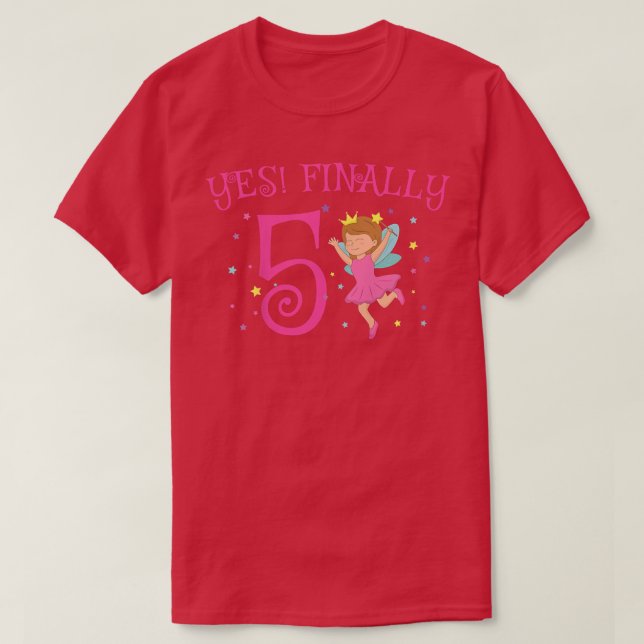 Camiseta Garotos de Festa de aniversário de 5 Bolo Fada de  (Frente do Design)