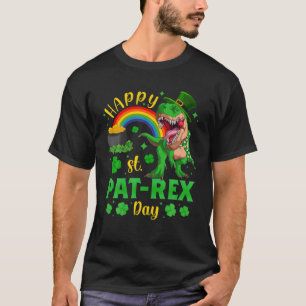Camiseta Garotos Dia de São Patrício Dino Trex Funny Sant