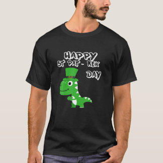 Camiseta Garotos Dia de São Patrício Dino Trex Funny Santo