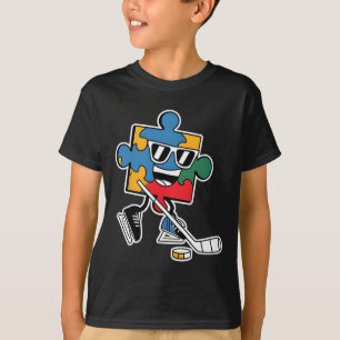 Camiseta Garotos Do Esporte De quebra-cabeça Hockey Com Aut