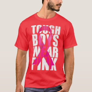 Camiseta Garotos Duros Vestem Cancer Rosa Fita Fita Rosa Fi