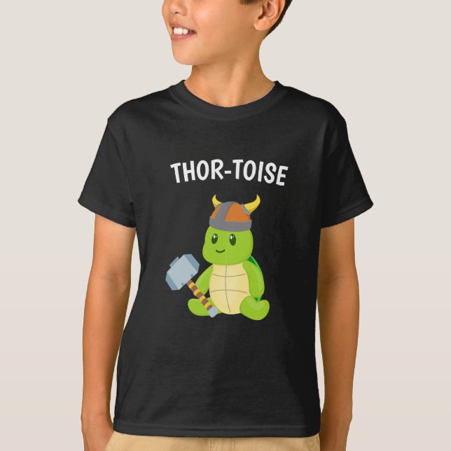 Camiseta Garotos Engraçados De Thor-Toise Viking Turtle (Frente)