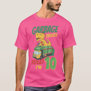 Camiseta Garotos Garbage Trucks Regra Eu tenho 10 anos Lixo