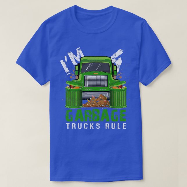 Camiseta Garotos Garbage Trucks Regra Eu tenho 4 anos Lixo  (Frente do Design)