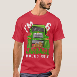 Camiseta Garotos Garbage Trucks Regra Eu tenho 6 anos Lixo 