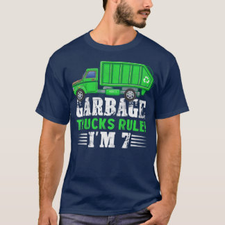 Camiseta Garotos Garbage Trucks Regra Eu tenho 7 anos Lixo 