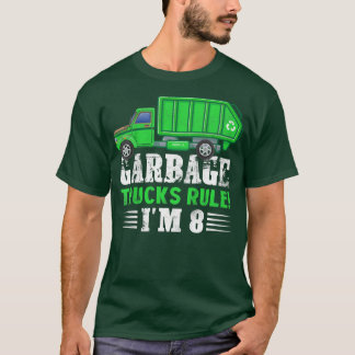 Camiseta Garotos Garbage Trucks Regra Eu tenho 8 anos Lixo 