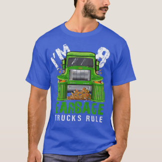 Camiseta Garotos Garbage Trucks Regra Eu tenho 8 anos Lixo 