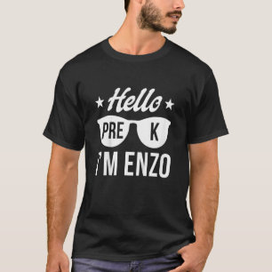 Camiseta Garotos Olá PRE K Primeiro dia de Pré K Sou Enz
