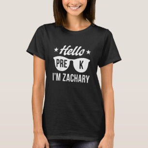 Camiseta Garotos Olá PRE K Primeiro Dia de Pré K Sou Zac