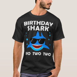 Camiseta Garotos segundo aniversário Tubarão Dois Festa C