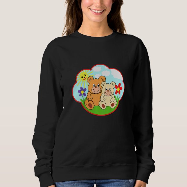 Camiseta Garotos Ursos De Teddy Nas Nuvens De Sol De Verão  (Frente)