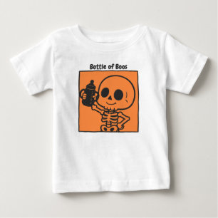Camiseta Garrafa de Boos Bebê Esqueleto Fofo de Halloween