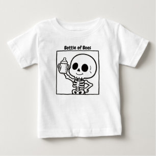 Camiseta Garrafa de Boos Bebê Esqueleto Fofo de Halloween