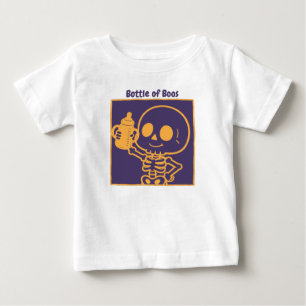 Camiseta Garrafa de Boos Bebê Esqueleto Fofo de Halloween