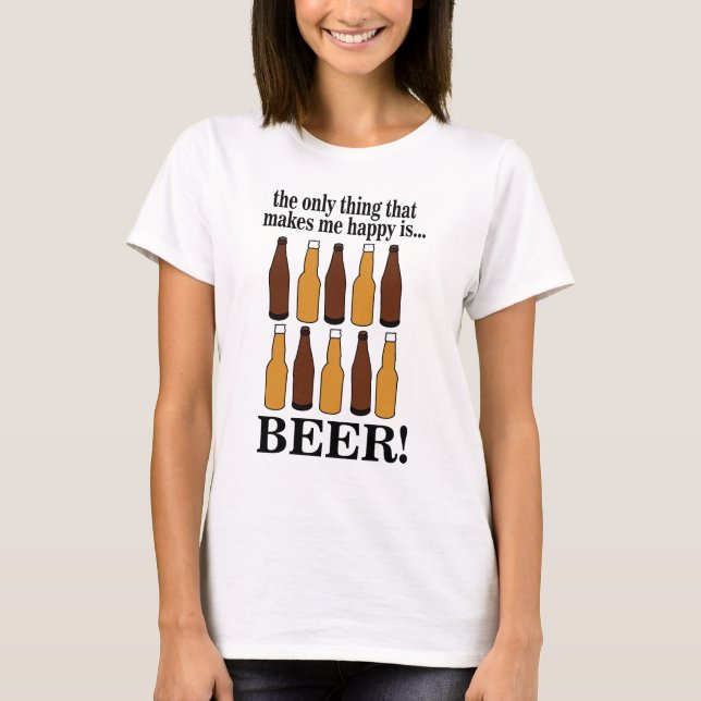 Camiseta Garrafa de Cerveja Cerveja Divertida (Frente)