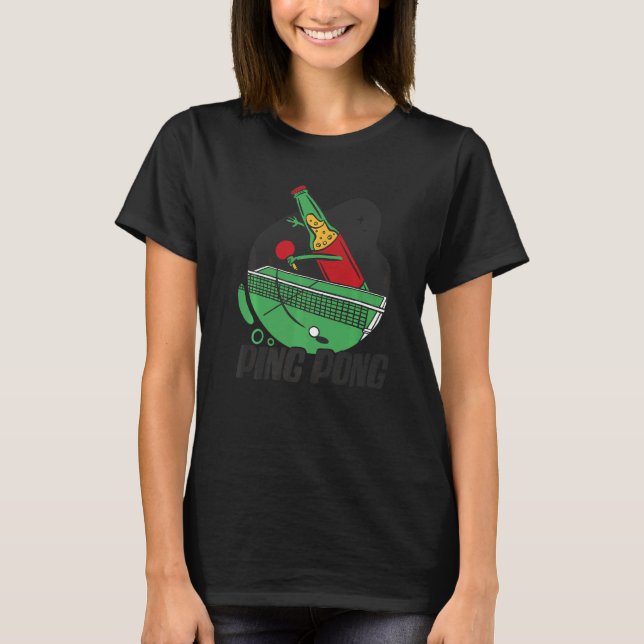 Camiseta Garrafa De Cerveja Com Tênis De Mesa (Frente)