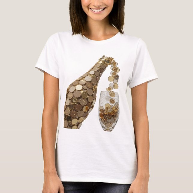 Camiseta Garrafa de Dinheiro em Prata Brilhante (Frente)
