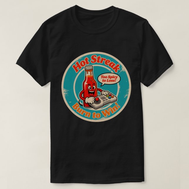 Camiseta Garrafa de Molho Picante de Desenho Animado com Co (Frente do Design)