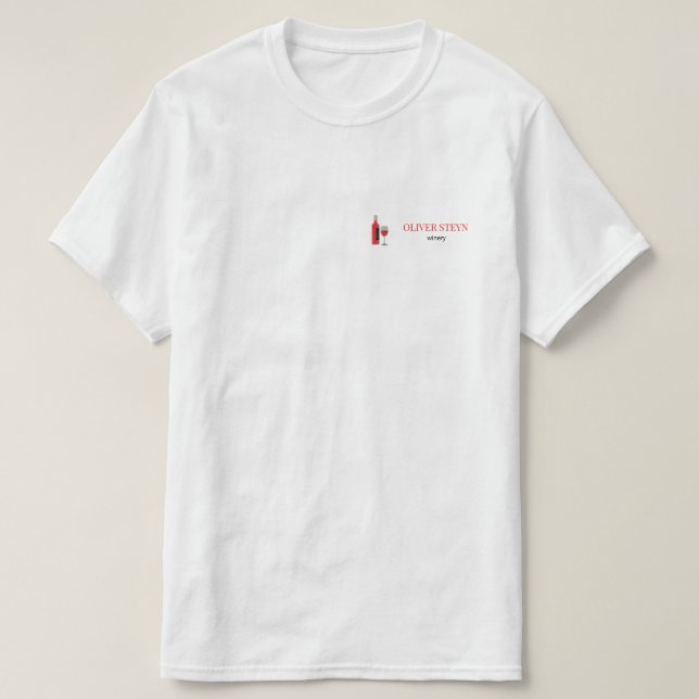 Camiseta Garrafa de vinho e vidro branco (Frente do Design)