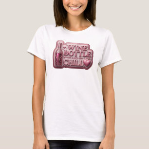 Camiseta Garrafa de vinho rosa com design de texto Edgy AND