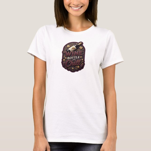 Camiseta Garrafa de vinho roxa impressionante E RESFRIE Art (Frente)