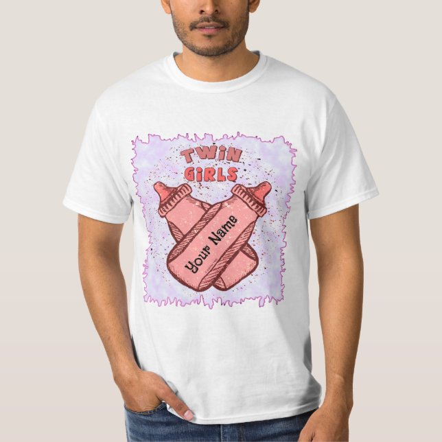 Camiseta Garrafas de bebês gêmeos (Frente)