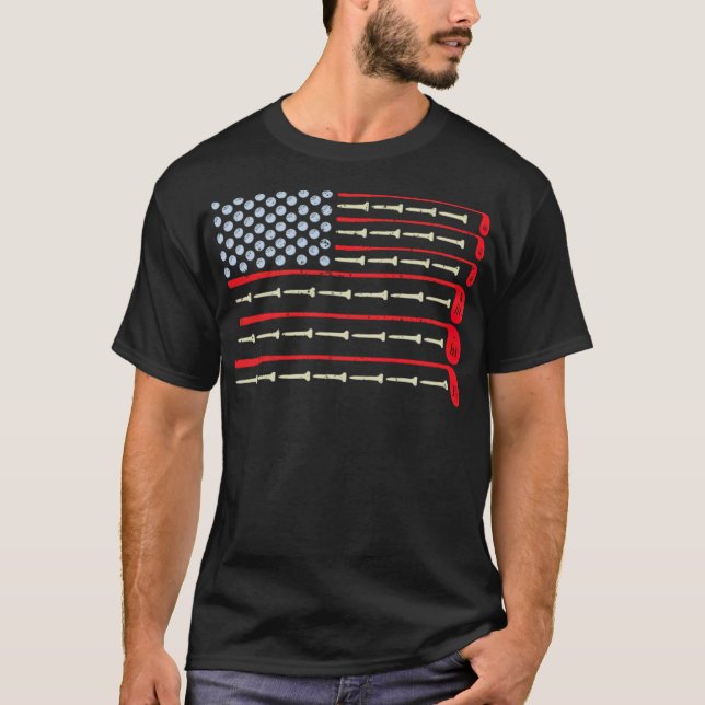 Camiseta Garrafas de golfe da bandeira americana (Frente)