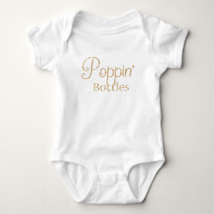 Camiseta Garrafas de Poppin no bebê Dourado do brilho