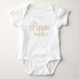 Camiseta Garrafas de Poppin no bebê Dourado do brilho