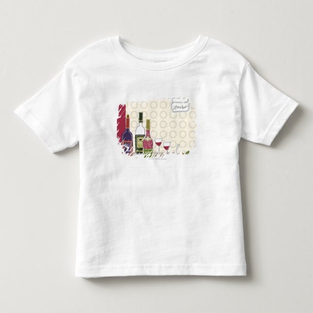 Camiseta Garrafas de vinho com os wineglasses na mesa (Frente)
