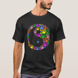 Camiseta Garras de gato e cachorro coloridas Yin Yang