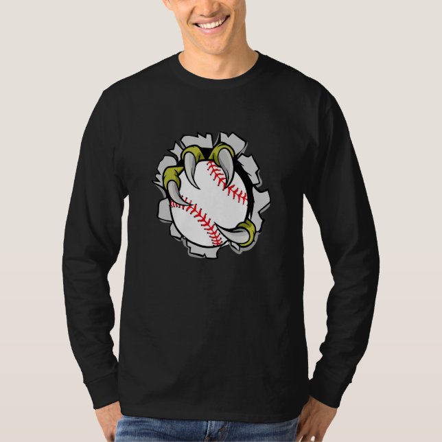 Camiseta Garras T-Rex Dinossauras Segurando Sofbal De Jogo  (Frente)