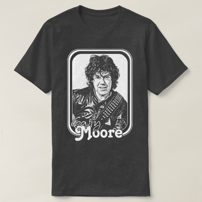 Camiseta Gary Moore Retro Style Fan Design (Frente do Design)