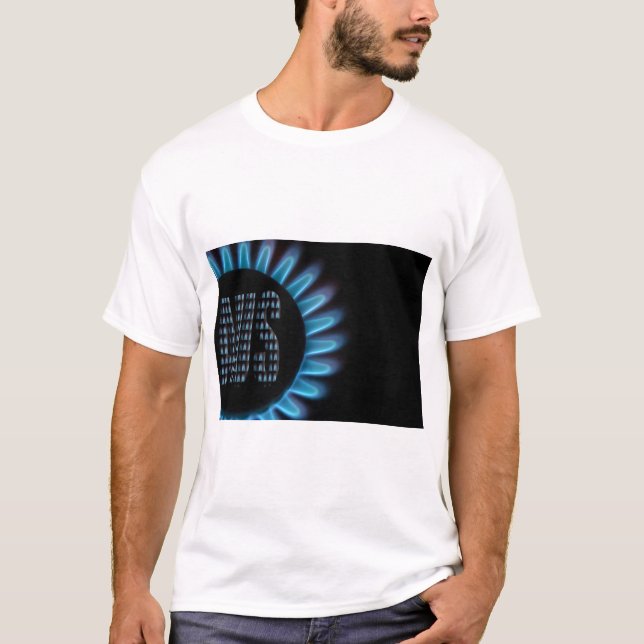 Camiseta Gasflamme von einem Kochfeld mit dem Wort AUS (Deu (Frente)