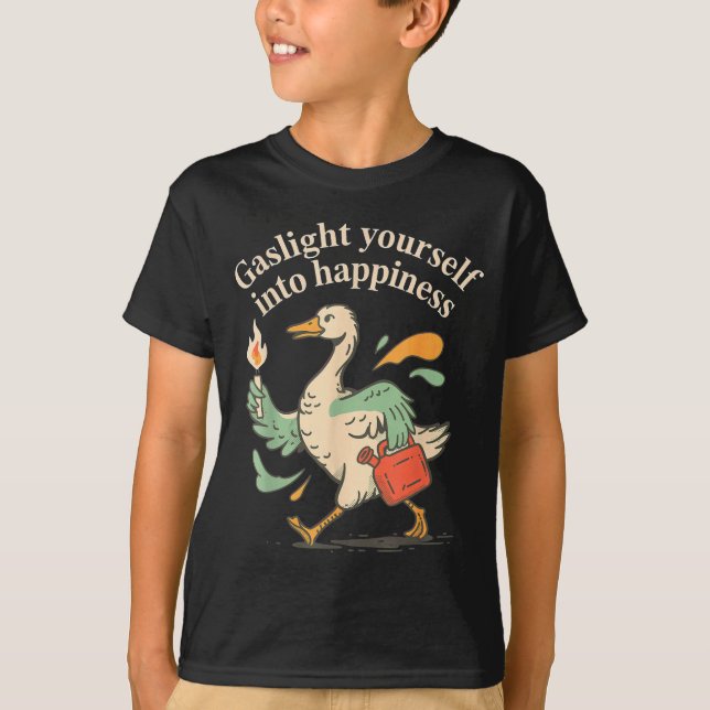 Camiseta Gaslight você mesmo para a felicidade humor da int (Frente)