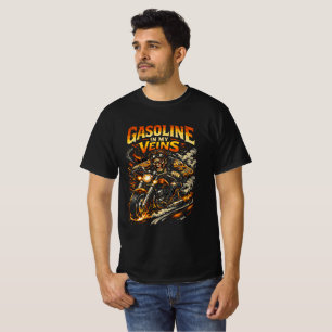 Camiseta Gasolina em Minhas Veias - Motoqueiro Selvagem