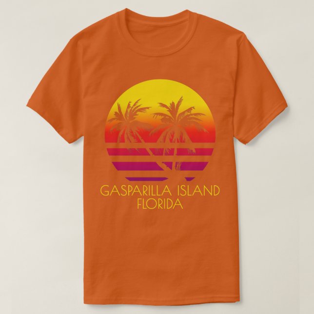 Camiseta Gasparilla Island Beach, Flórida Tropical Palm Tre (Frente do Design)