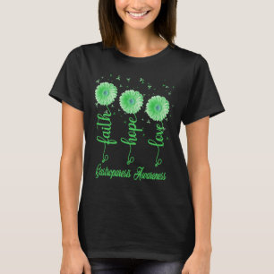 Camiseta gastroparese fé esperança amor flor de margarida
