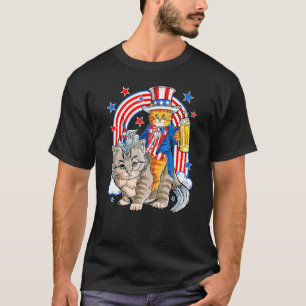 Camiseta Gata 4 de Julho Caticórnio Unicórnio Meowica Mulhe