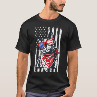 Camiseta Gata 4 de Julho Mulheres Gata  Bandeira Americana