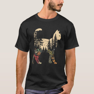 Camiseta Gata Boho Plantas Floresta Natureza Flor Silvestre